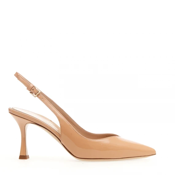 slingback vernice nude tacco 75 mm