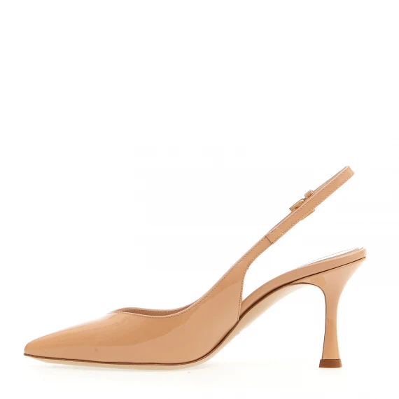 slingback vernice nude tacco 75 mm