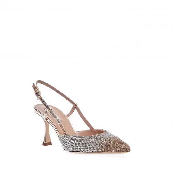 slingback argento e oro strass tacco 75 mm