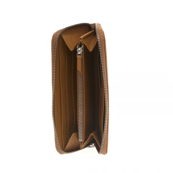 portafoglio full zip senape