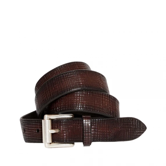cintura pelle marrone stampata