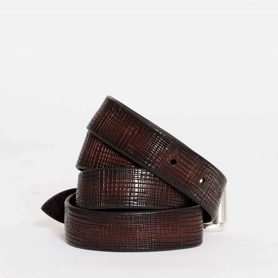cintura pelle marrone stampata
