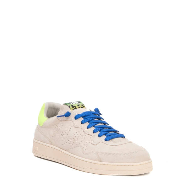 sneakers camoscio beige e bluette