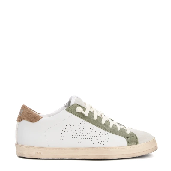 sneakers pelle bianca e camoscio salvia