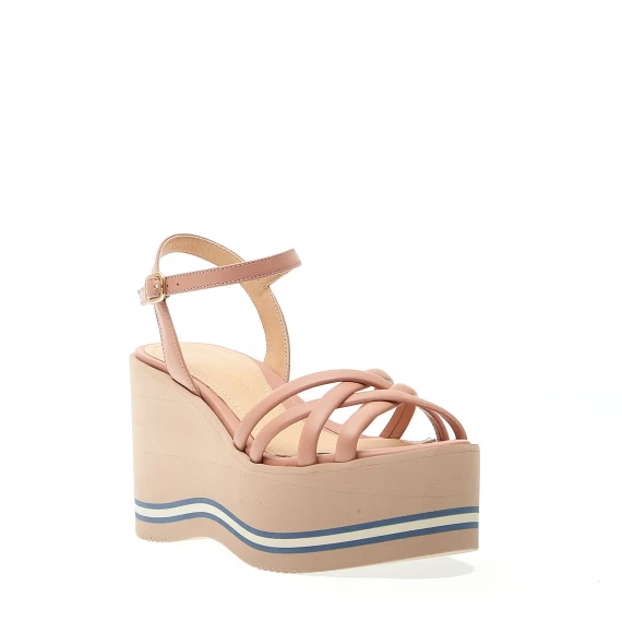 sandalo zeppa alta listini pelle rosa