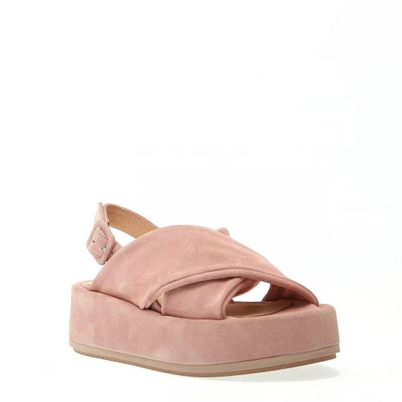 sandalo zeppa camoscio rosa