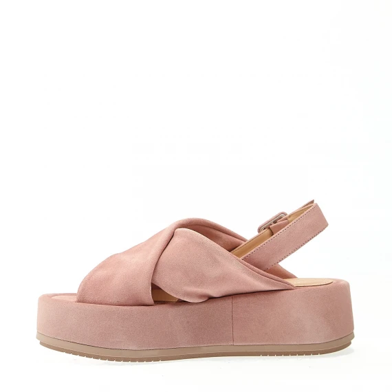 sandalo zeppa camoscio rosa