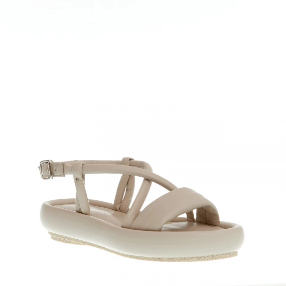 sandalo zeppa bassa pelle beige