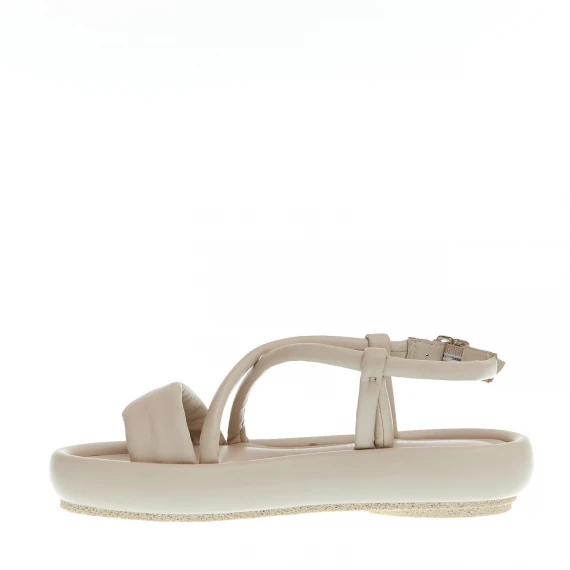 sandalo zeppa bassa pelle beige