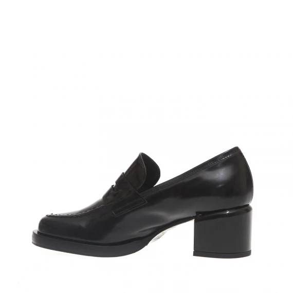 mocassini tacco 50 spazzolato nero