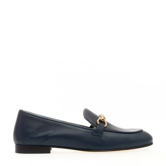 mocassino pelle blu morsetto