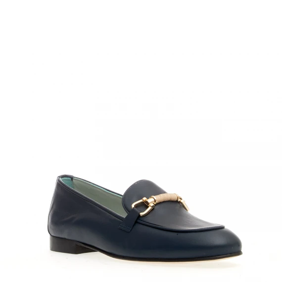mocassino pelle blu morsetto