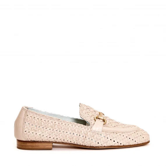 mocassino pelle intreccio beige