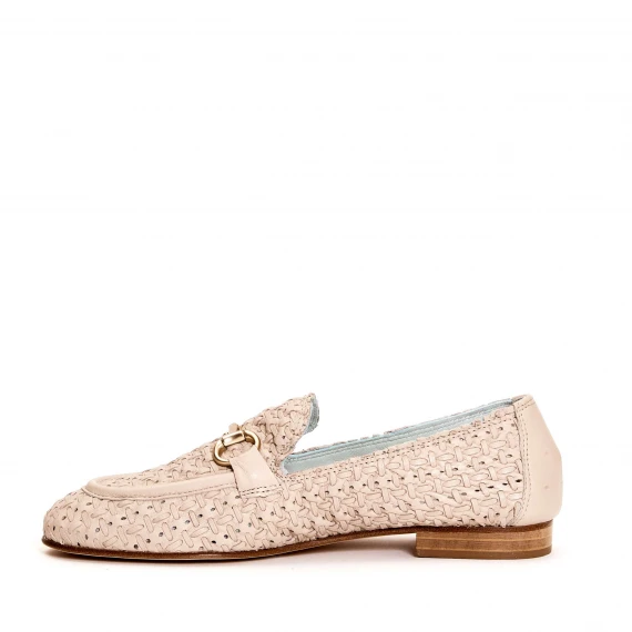 mocassino pelle intreccio beige