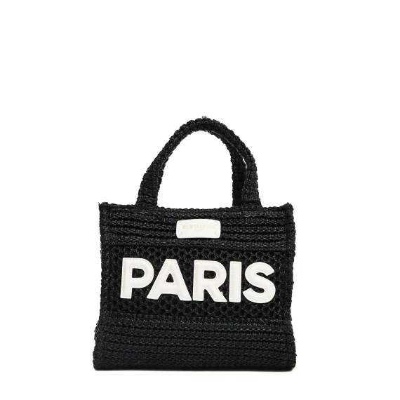 mini shopping in raffia nero