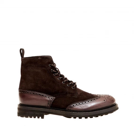stivaletto stringato marrone con impunture