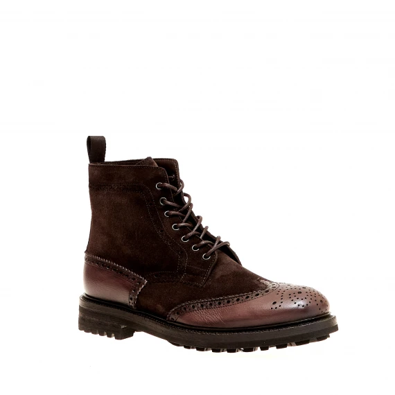 stivaletto stringato marrone con impunture