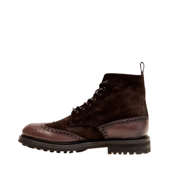 stivaletto stringato marrone con impunture