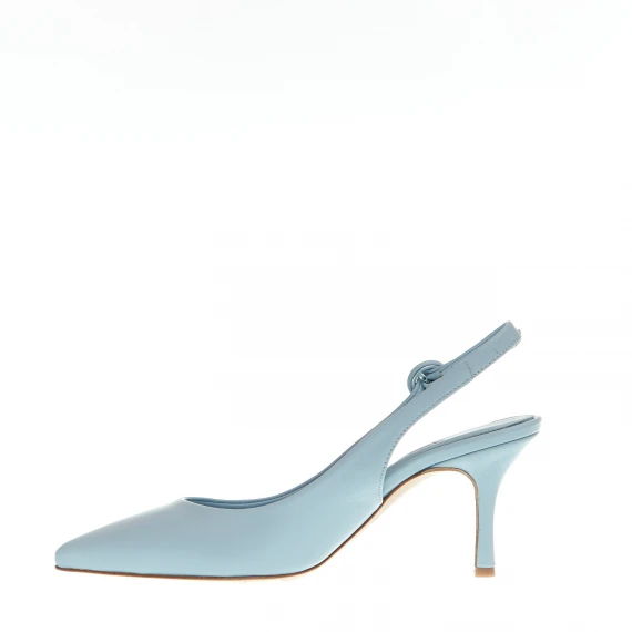 slingback pelle azzurra