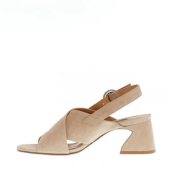 sandalo incrocio camoscio beige
