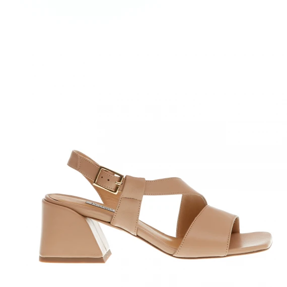 sandalo pelle beige tacco 60