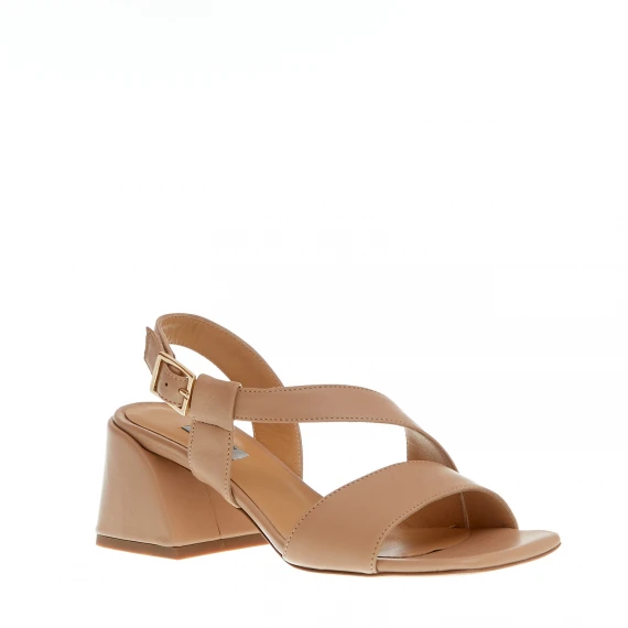 sandalo pelle beige tacco 60