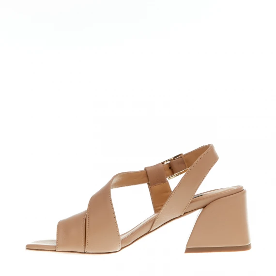 sandalo pelle beige tacco 60