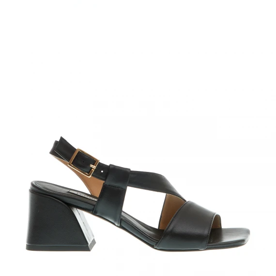 sandalo pelle nero tacco 60