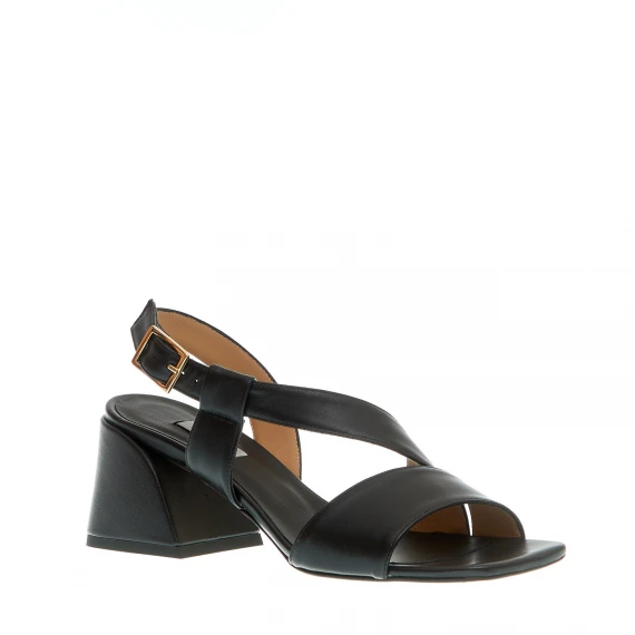 sandalo pelle nero tacco 60