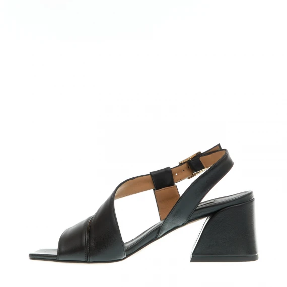 sandalo pelle nero tacco 60