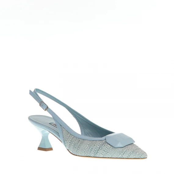 slingback tessuto azzurro tacco 55 mm