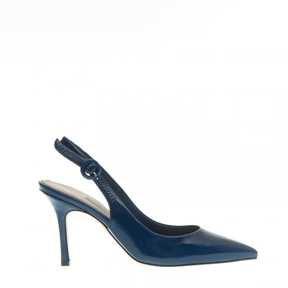 slingback vernice blu tacco 85 mm