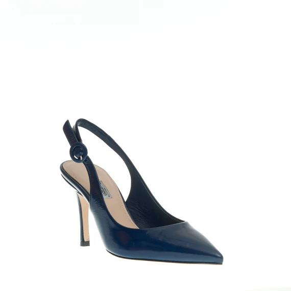 slingback vernice blu tacco 85 mm