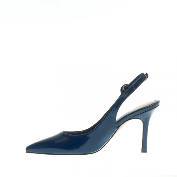 slingback vernice blu tacco 85 mm