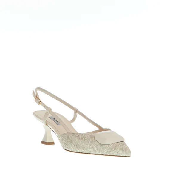 slingback tessuto beige tacco 55 mm