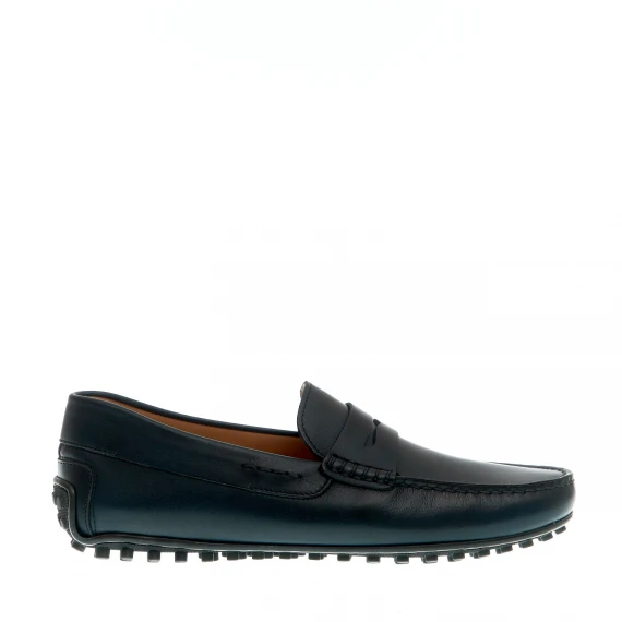 mocassino driver pelle blu
