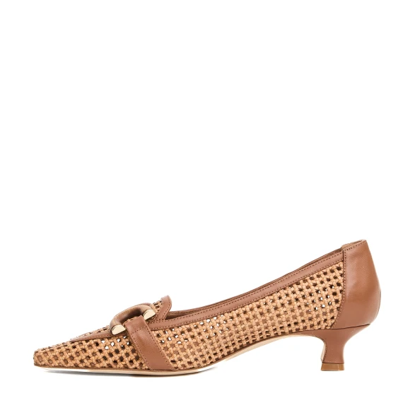 mocassino intreccio cuoio tacco 35 mm