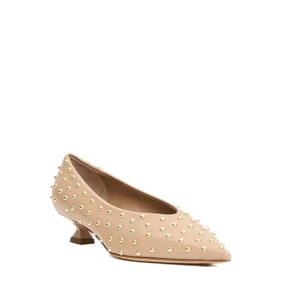 pump tacco 5 cm nude con borchie