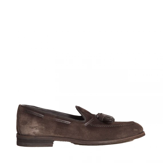 mocassino fondo para in camoscio marrone nappina