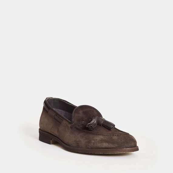 mocassino fondo para in camoscio marrone nappina