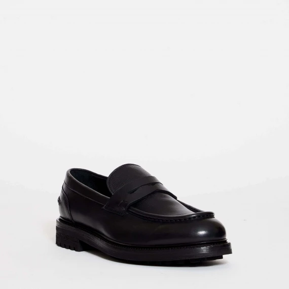 mocassino pelle nera carroarmato
