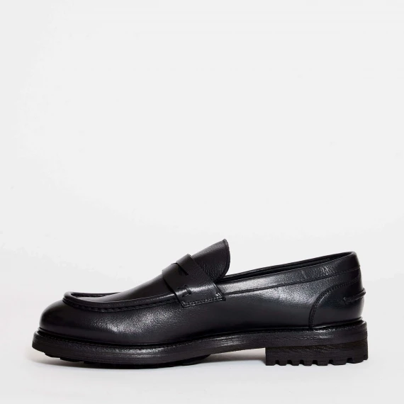 mocassino pelle nera carroarmato