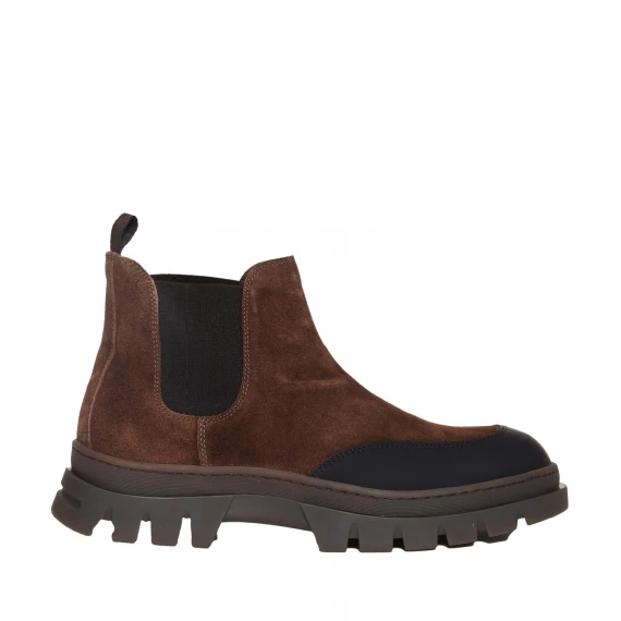 stivaletto in camoscio cognac con puntale