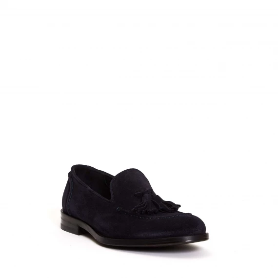 mocassino camoscio blu nappine