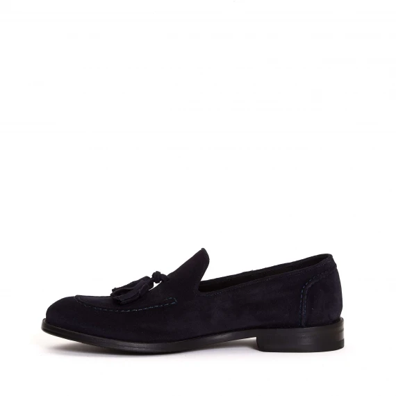 mocassino camoscio blu nappine