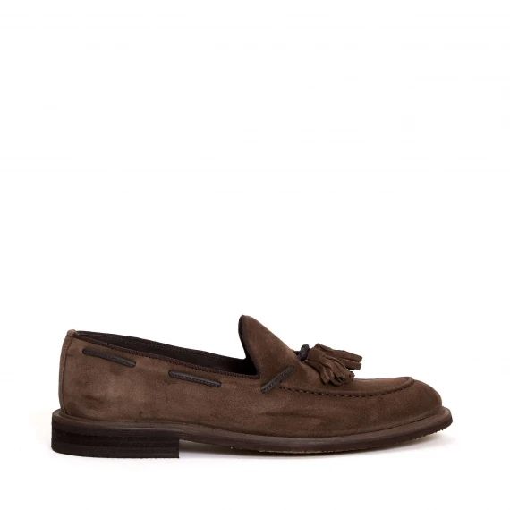 mocassino nappine camoscio fango