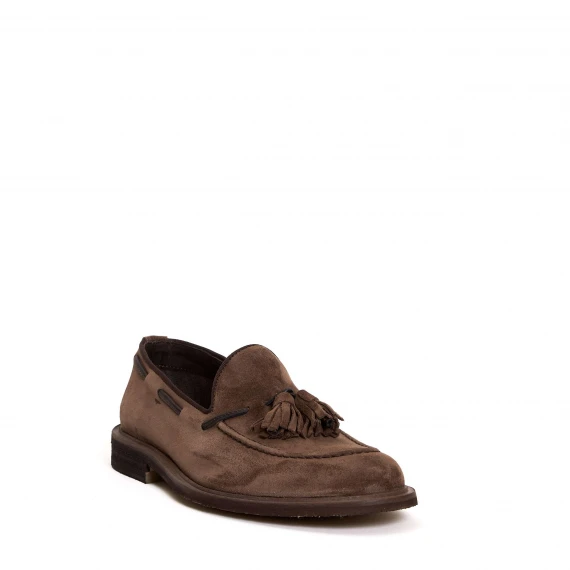mocassino nappine camoscio fango