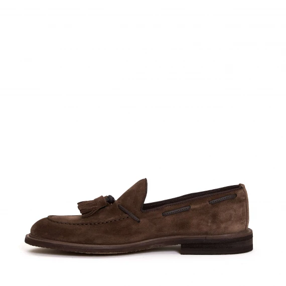 mocassino nappine camoscio fango