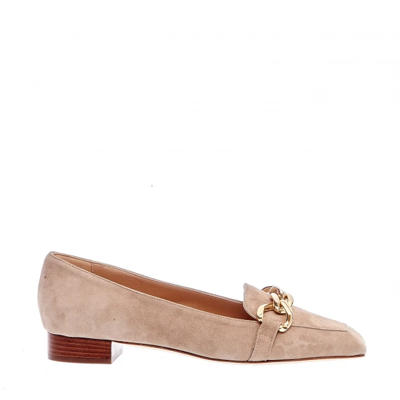mocassino tacco 30 mm camoscio beige