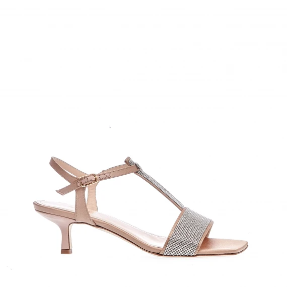sandalo in raso nude con strass